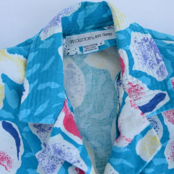 Vintage UMI Collections by Anne Crimmins  Teal Blouse & Midi Skirt Set Size 4 - Picture 7 of 15